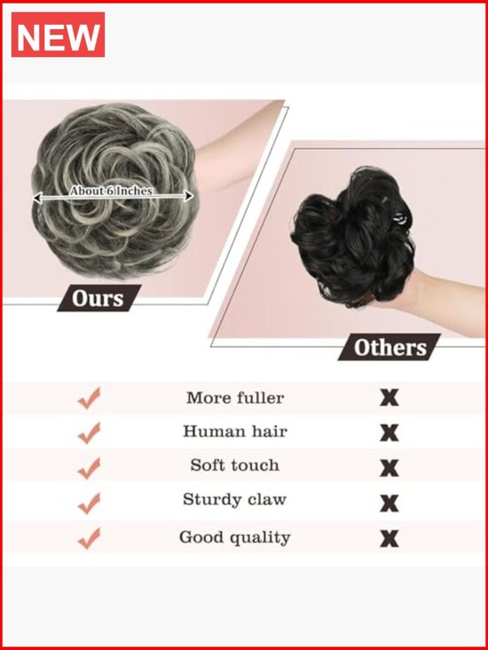 Real Human Hair Messy Bun Hair Piece with Claw Clip for Women main image 6